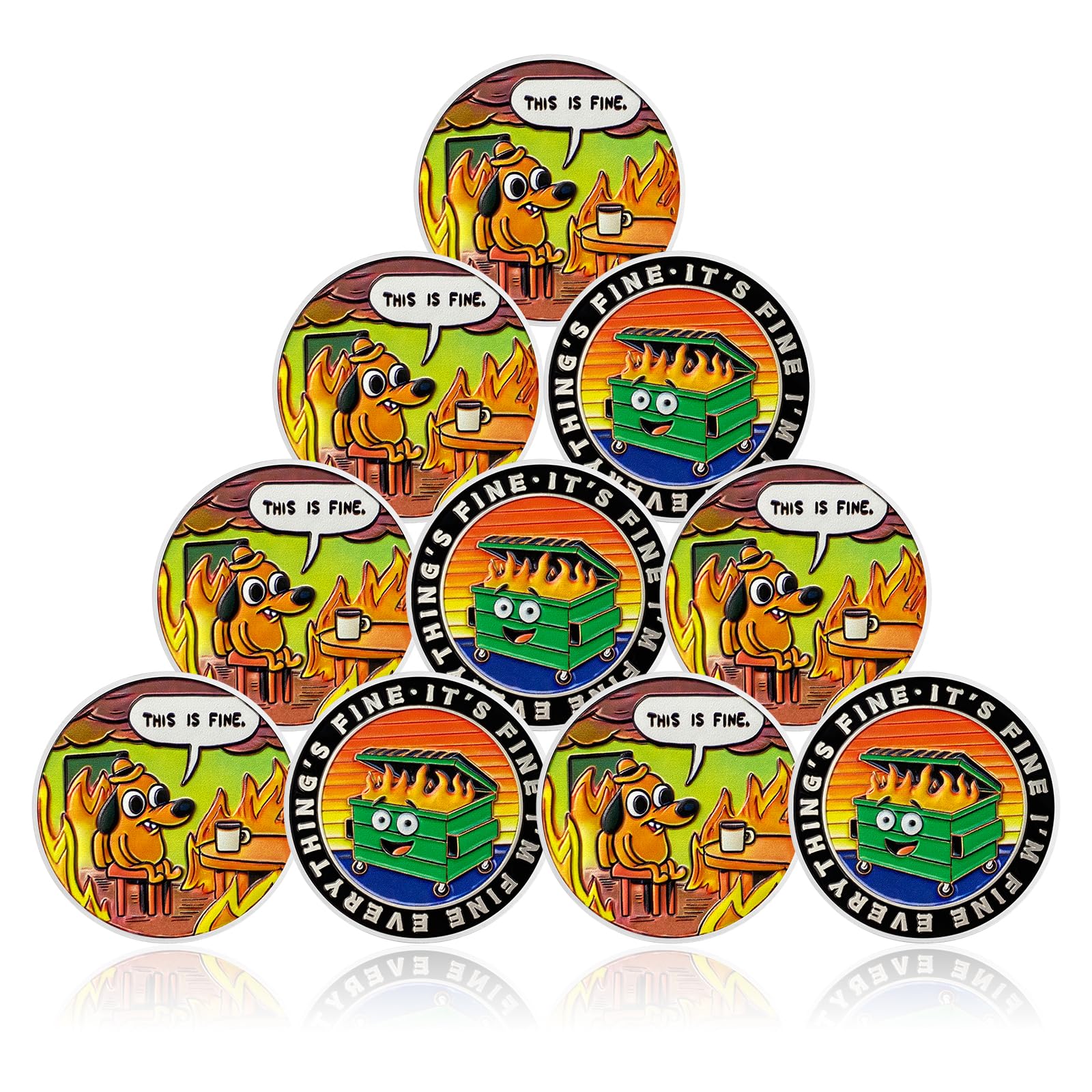 CHURYUML 10Pcs Dumpster Fire Coin Set - Funny Medallion for Coworker Gifts, Staff Appreciation, Office Humor & Unique Workplace Memorabilia - Perfect for Farewell Parties, Retirement Gifts & Team Building Events
