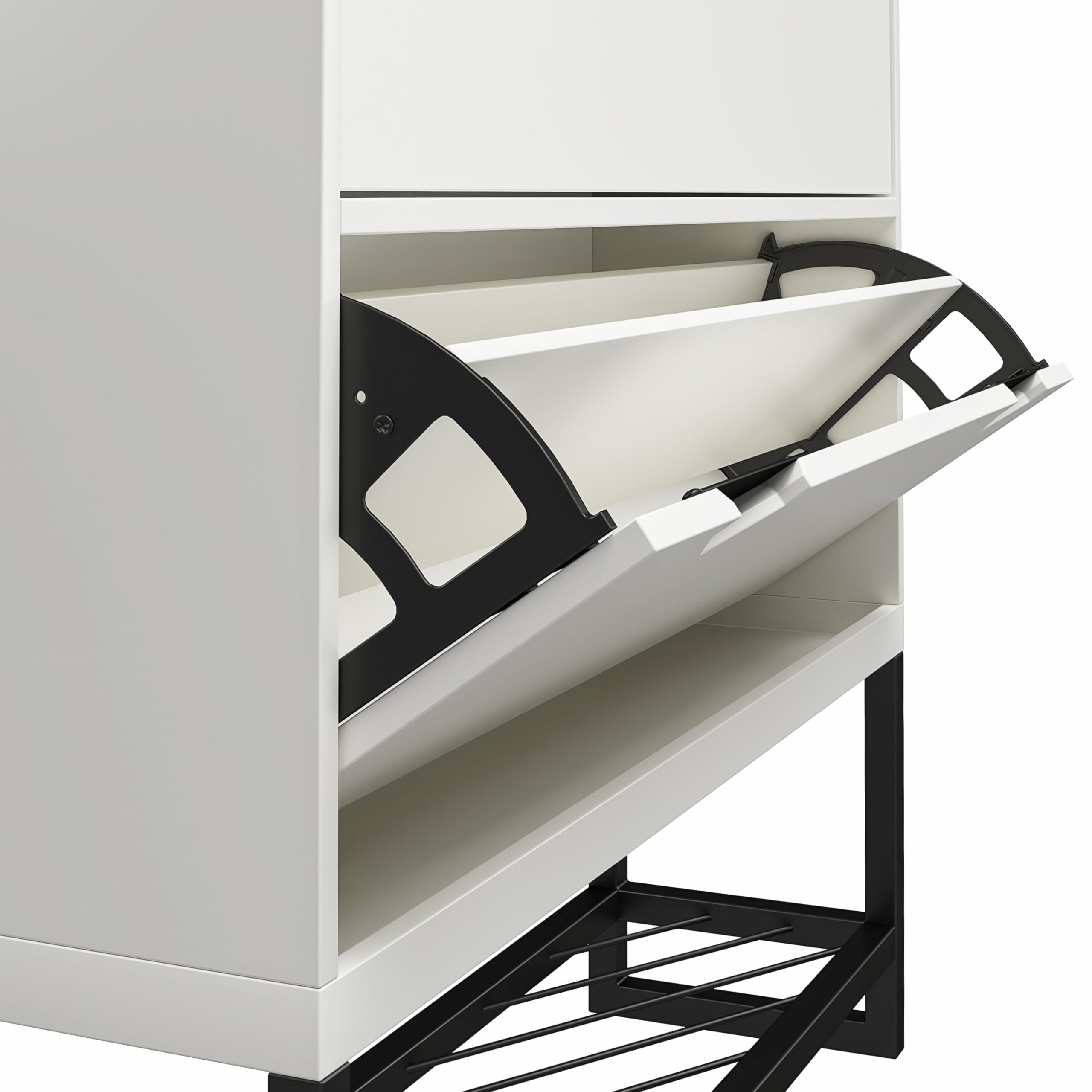 CosmoLiving by Cosmopolitan Brielle White Entryway Shoe Storage Cabinet - Organize Shoes, Boots & Accessories for Hallway, Mudroom & Closet