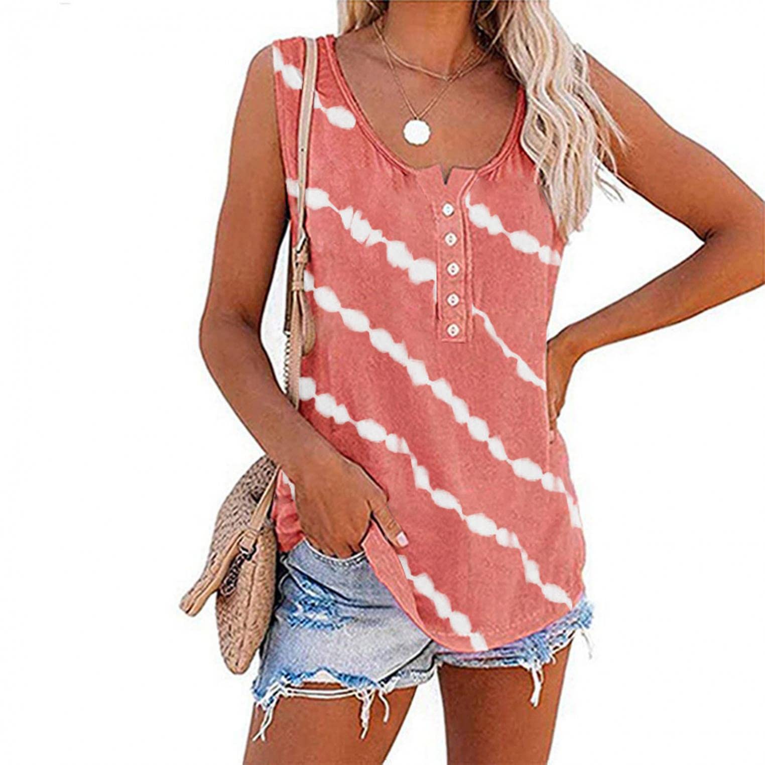 FABIURT Women's Summer V-Neck Sleeveless Tank Tops - Casual Henley Tunic Tee for Workout, Yoga & Everyday Wear | 2022 Fashion Trend