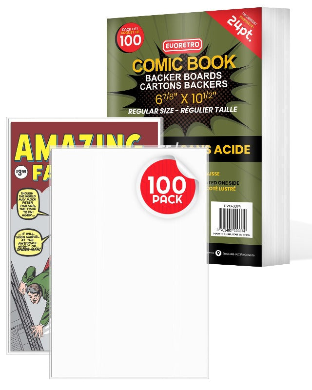 Evoretro Comic Book Backer Boards - Acid-Free Cardboard Backing for Comic Book Storage & Protection (100-Pack) - Perfect for Collectors, Grading & Long-Term Preservation