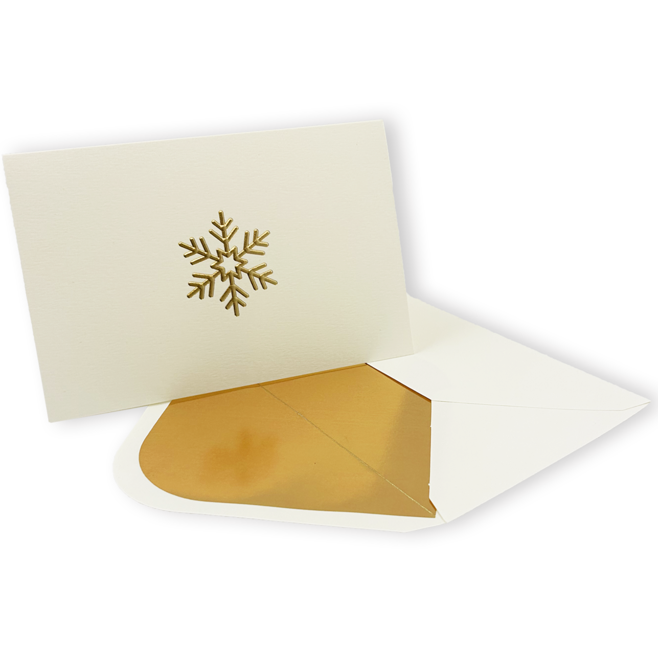 Golden Snowflake Embossed Holiday Note Cards - Elegant Christmas Greeting Cards for Winter Party Invitations, Thank You Notes & Seasonal Correspondence