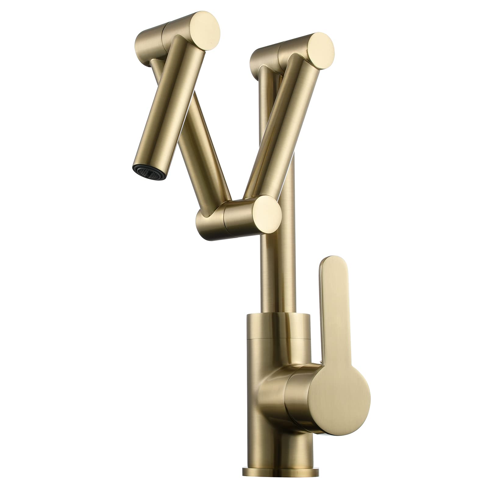 Brushed Gold Pot Filler Faucet - Deck Mount Brass Folding Kitchen Sink Faucet for Hot & Cold Water - BJ21231 - Perfect for Cooking, Filling Pots & Pans in Modern Kitchens