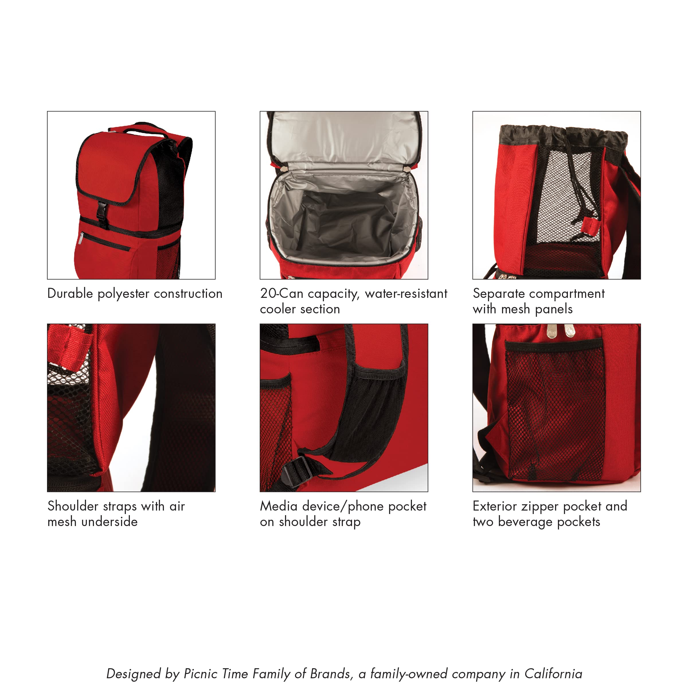 PICNIC TIME NFL Zuma Backpack Cooler - Insulated Soft Cooler Backpack for Lunch, Drinks & Outdoor Activities | Perfect for Picnics, Camping, Beach & Tailgating