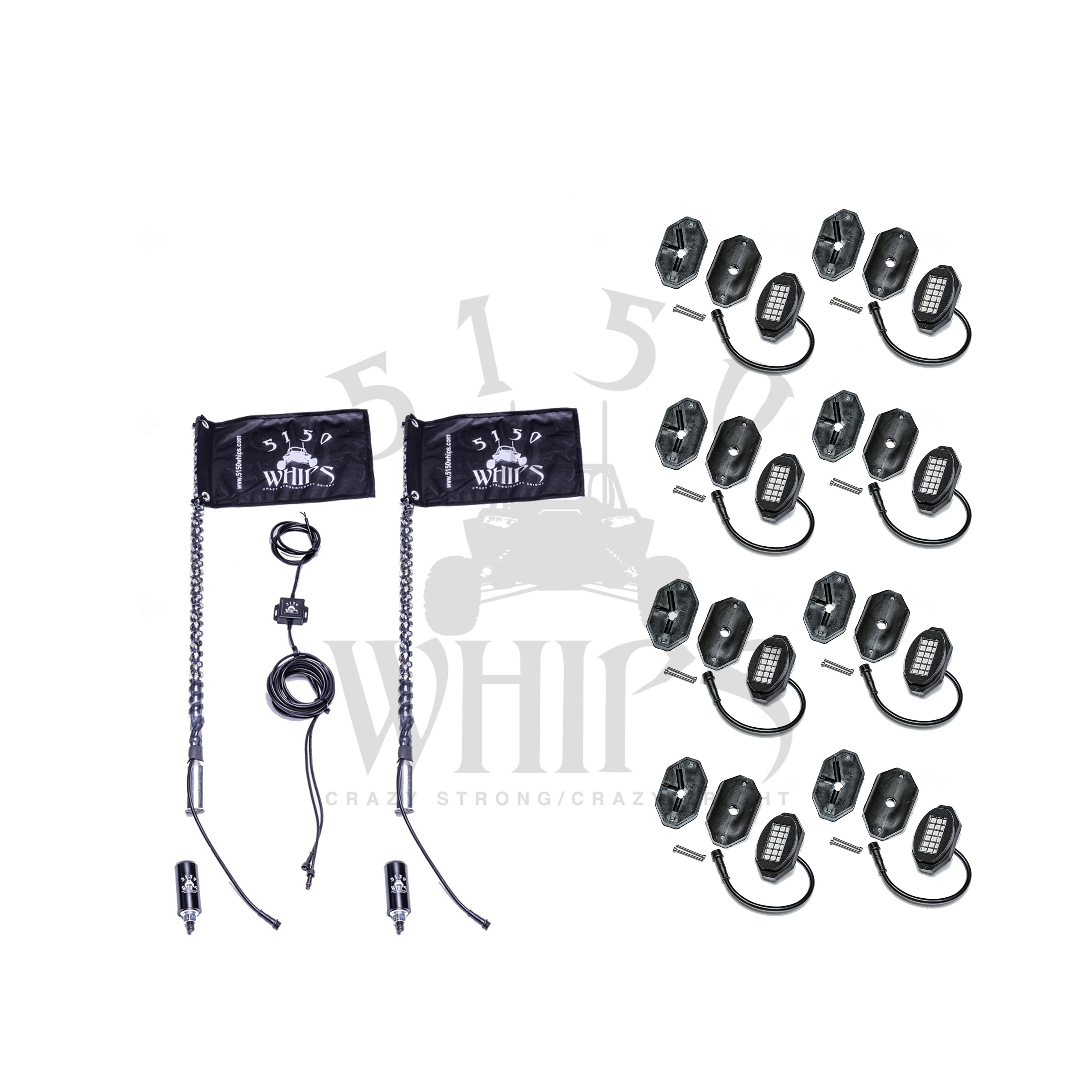 187 Whips and Rock Light Combo Kit - LED Off-Road Lighting for Trucks & ATVs - Perfect for Night Off-Roading, Camping & Emergency Use