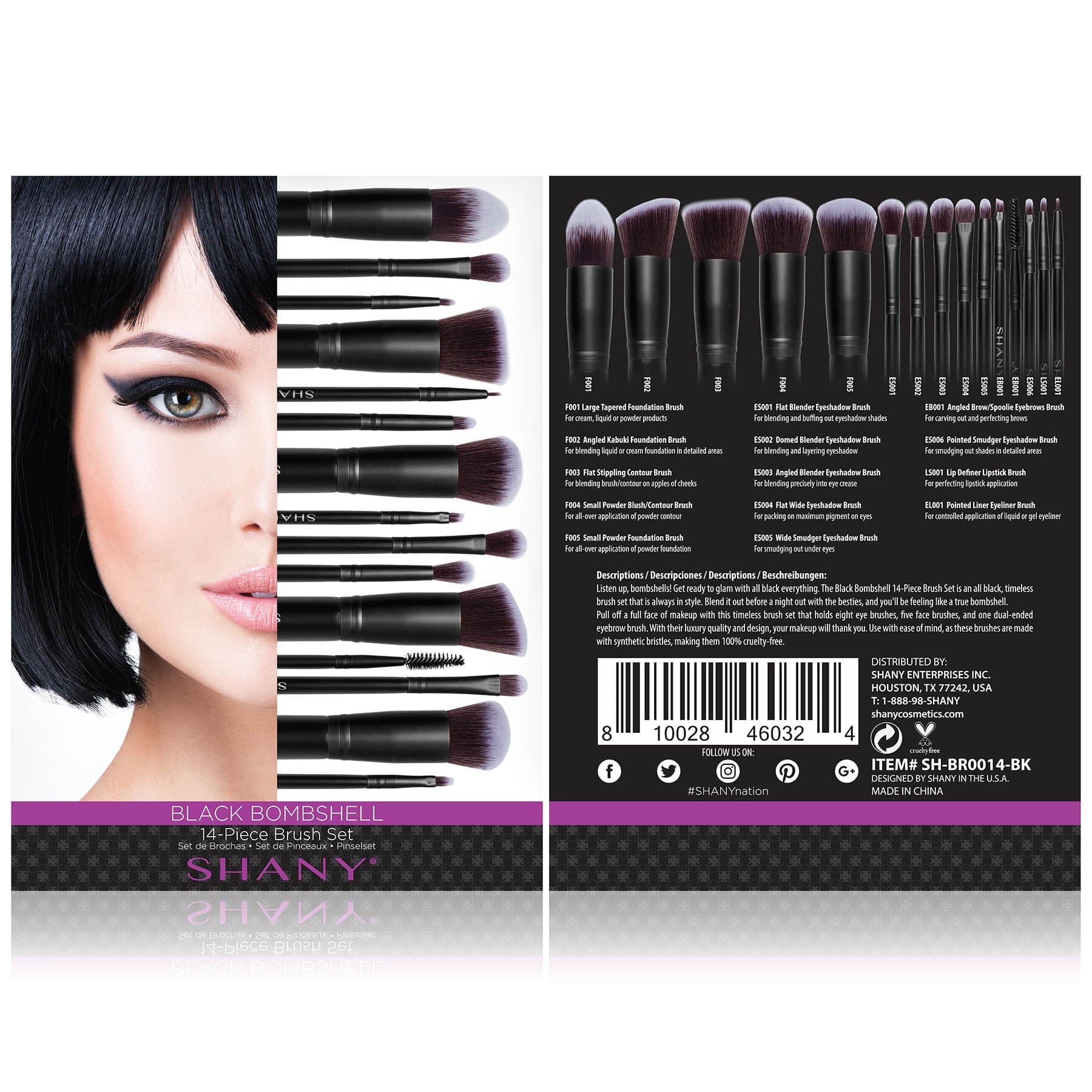 Bombshell 14 Piece Makeup Brush Set - Professional Cosmetic Brush Kit for Foundation, Blending, Eyeshadow & Contouring - Perfect for Makeup Artists & Beauty Enthusiasts