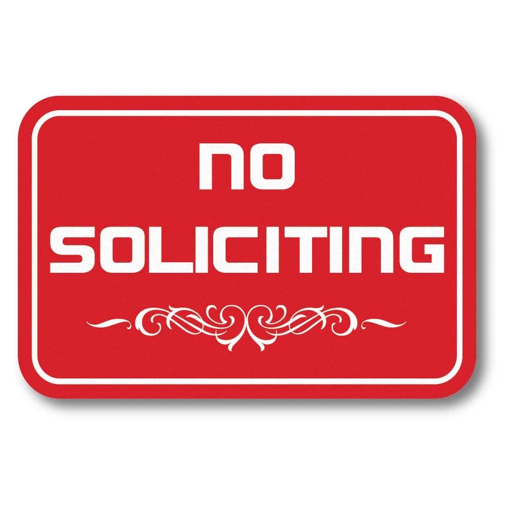 Custom Engraved No Soliciting Sign - Large Red Metal Plaque for Home & Business Security | Deter Unwanted Visitors