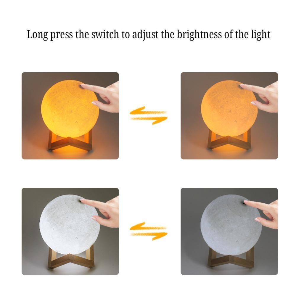 3D Printed Moon Lamp - Christmas Decoration, Night Light for Bedroom, Gift for Kids & Adults, Home Decor for Holidays & Romantic Nights