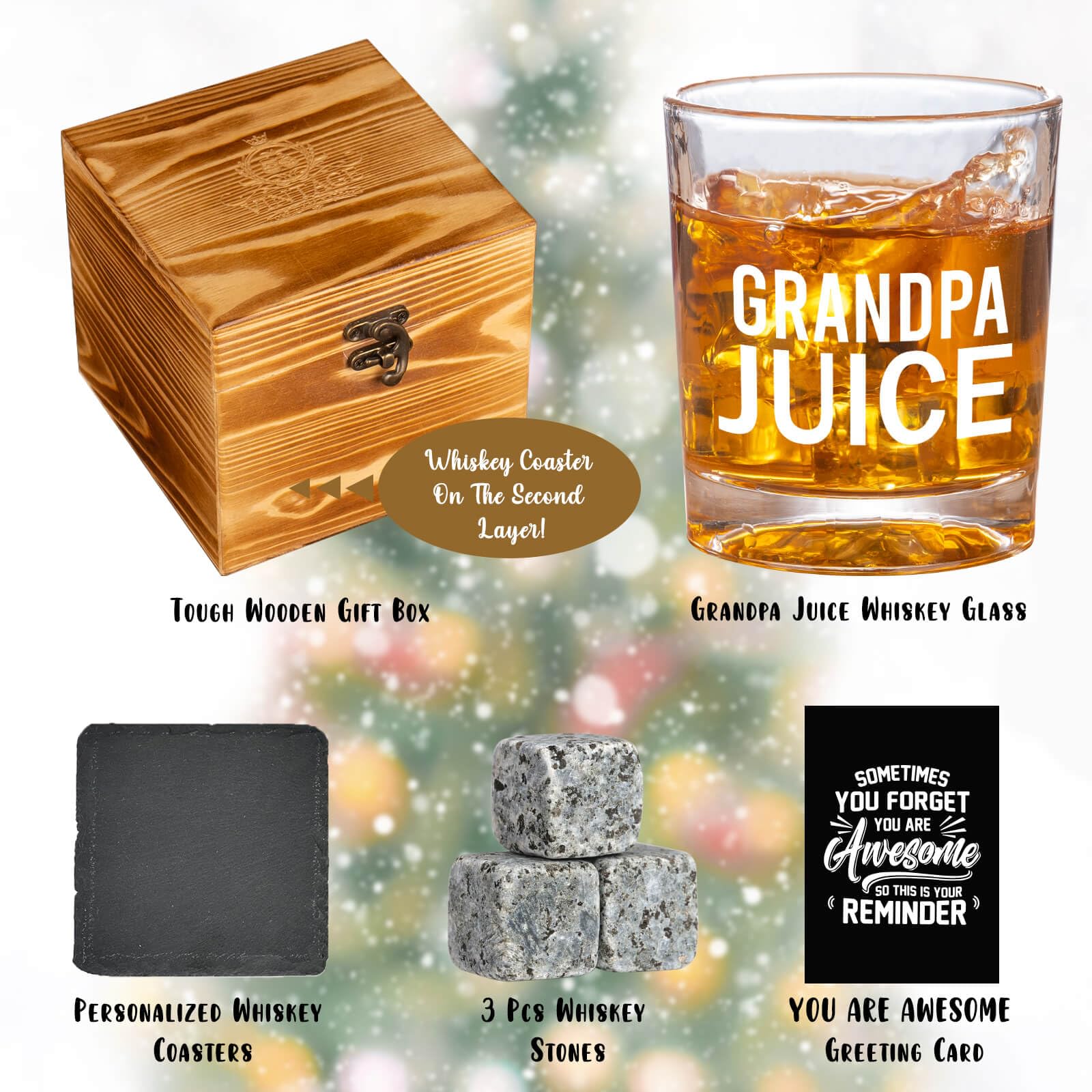 Funny Whiskey Glass for Grandpa - Unique Engraved Drinking Gift for Grandfathers, Best Christmas & Birthday Present - Perfect for Bourbon, Scotch & Beer Lovers (Great Gift from Grandkids)
