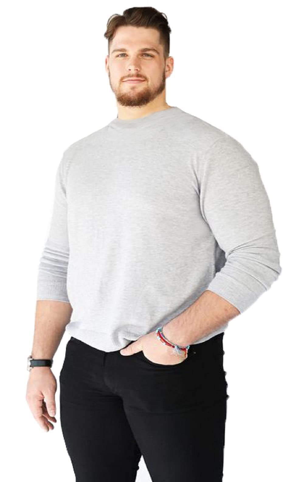 BILLIONHATS Men's Long Sleeve Colorful Cotton T-Shirts - 100% Soft Crew Neck Bulk Tees for Casual Wear, Wholesale Pack of 5 - Perfect for Everyday Outfits, Layering & Seasonal Fashion