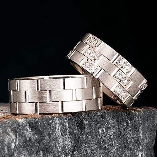 925 Sterling Silver Wedding Ring Set for Couples - Matching His & Hers Bands with Cubic Zirconia | Personalized Engraved Wedding Rings | Perfect for Anniversaries, Vows Renewal and Romantic Gifts