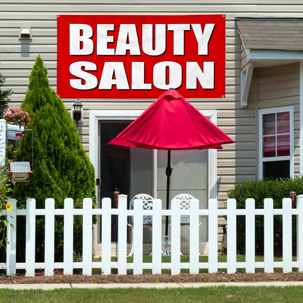 Custom Vinyl Banner for Beauty Salon Promotion - Weatherproof Outdoor Business Sign with 10 Grommets (60x144 Inches) - Perfect for Storefronts, Events & Trade Shows
