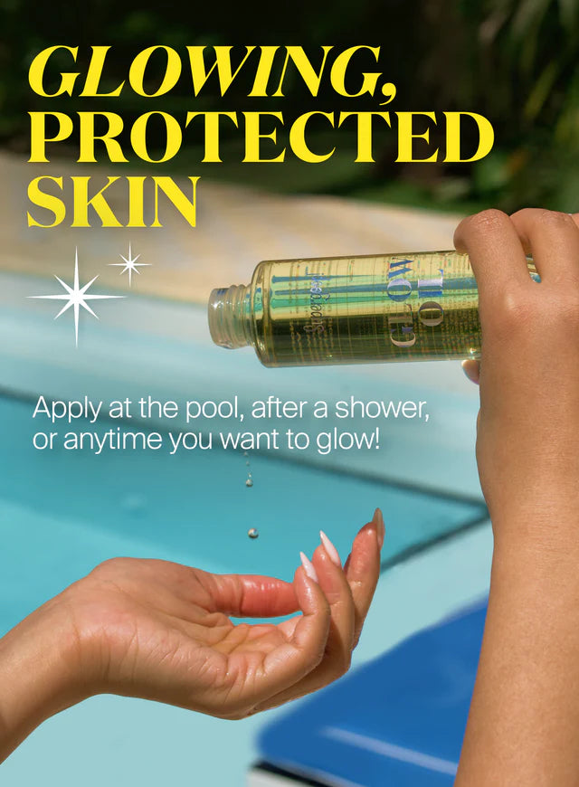 Glow Oil SPF 50 Sunscreen - Hydrating & Non-Greasy Beach Flower Scent - Perfect for Sunbathing, Pool Days & Tropical Vacations