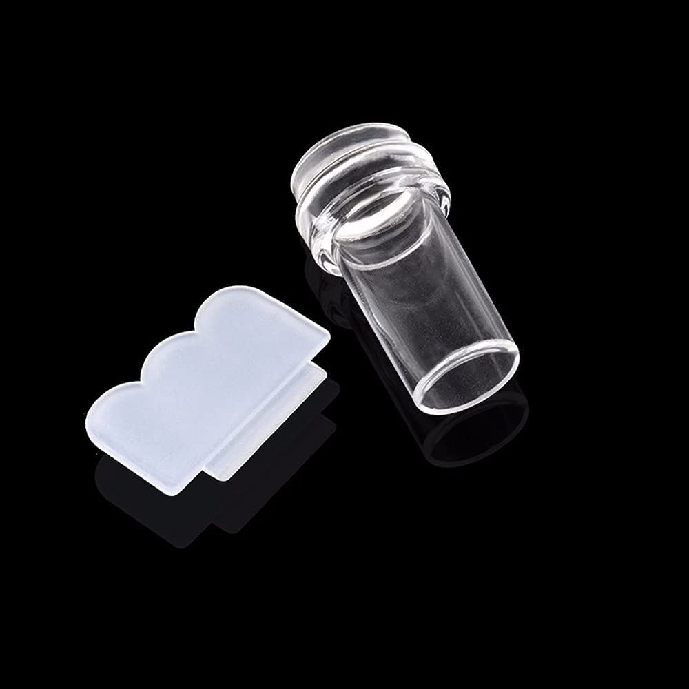 Guillala Nail Art Silicone Stamper Set - French Smile Line Tool with Single Head & Scrapers for DIY Manicure - Perfect for Women & Girls at Home/Salon (Transparent) - Great for Nail Polish Stamping, French Tips & Creative Nail Designs