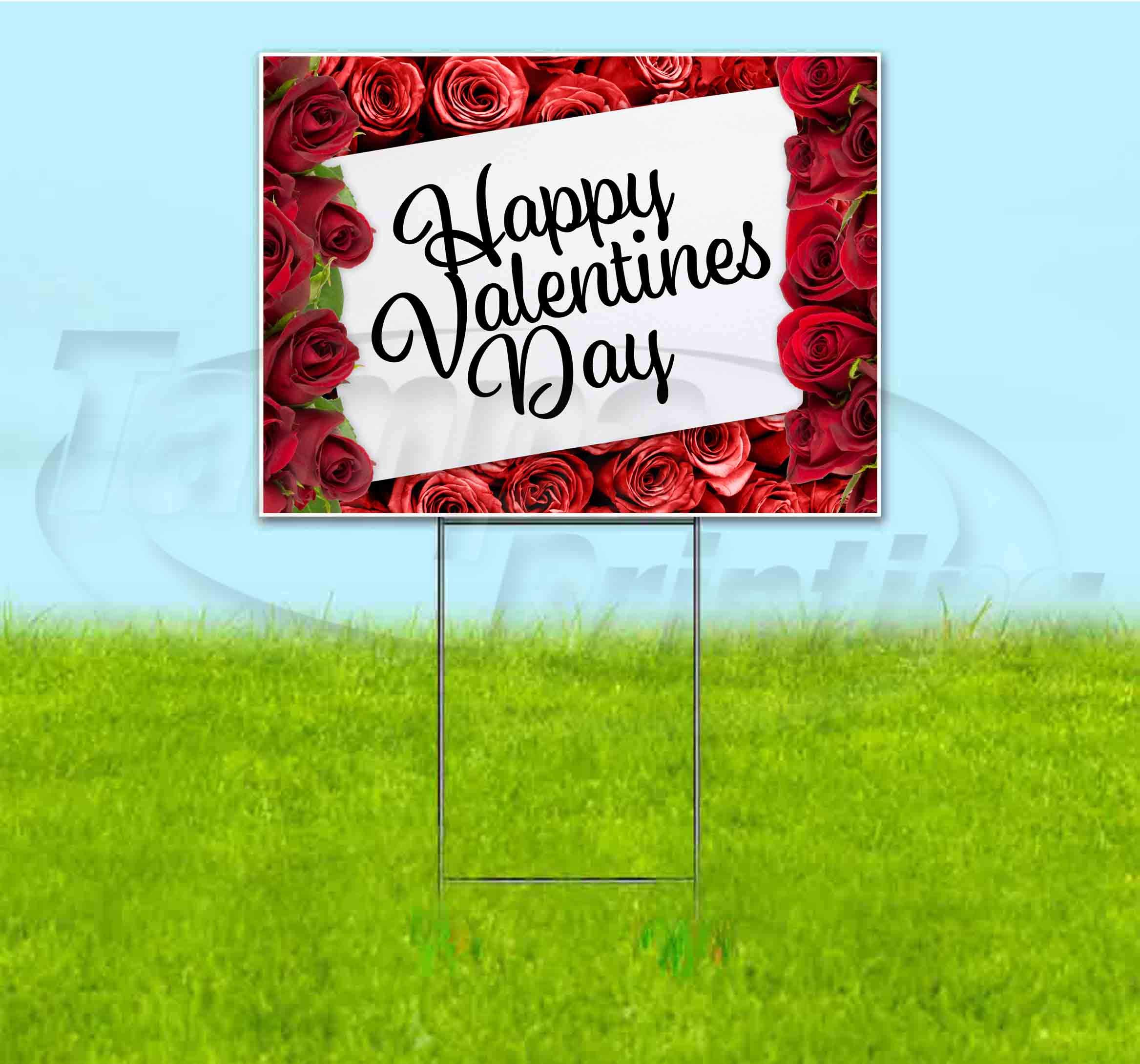 Valentine's Day Yard Sign - 18x24 Inch Outdoor Decoration with Metal Stake, Bulk Discounts & Multi-Packs - Perfect for Lawn Decor, Holiday Displays & Party Signage