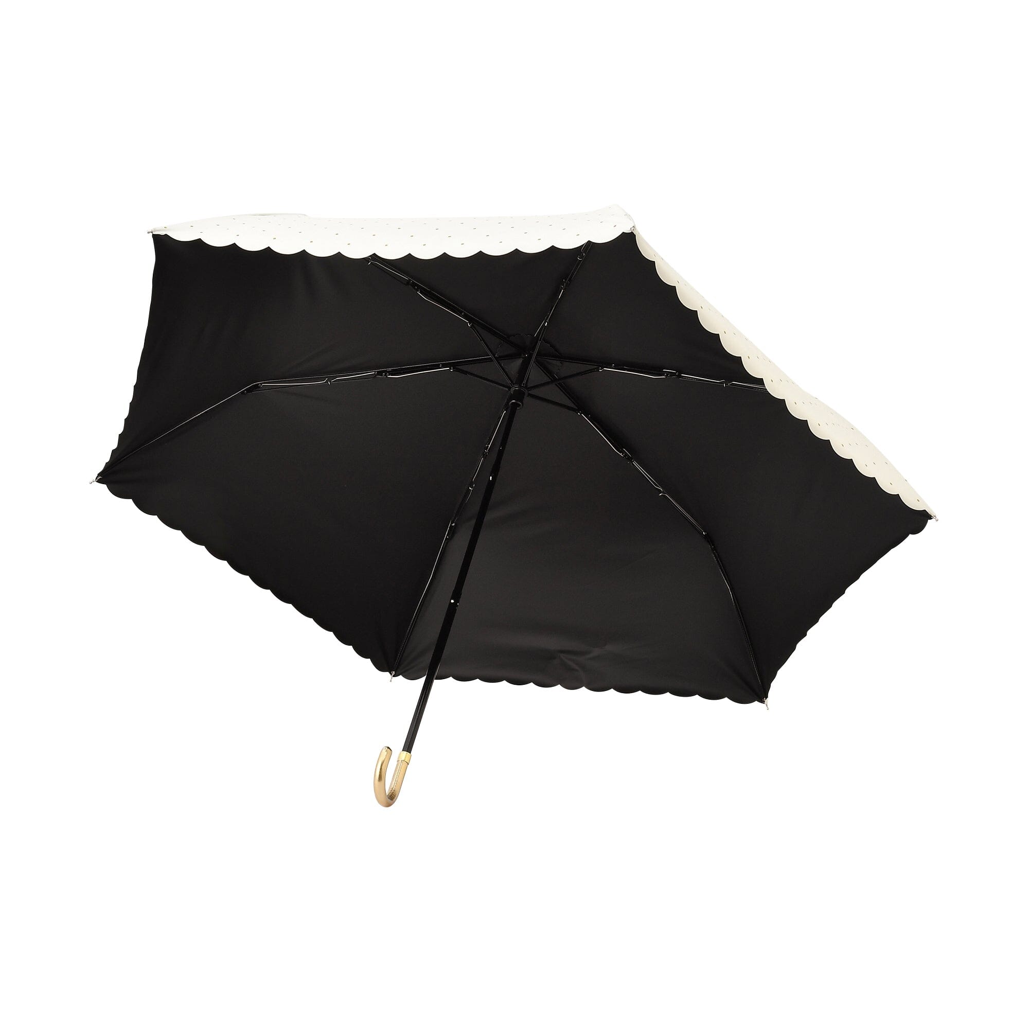 Dot Glitter Heat Cut Folding Umbrella 50cm White - Compact UV Protection & Waterproof for Women & Men - Perfect for Sunny Days, Rainy Weather, Beach, Travel & Outdoor Activities