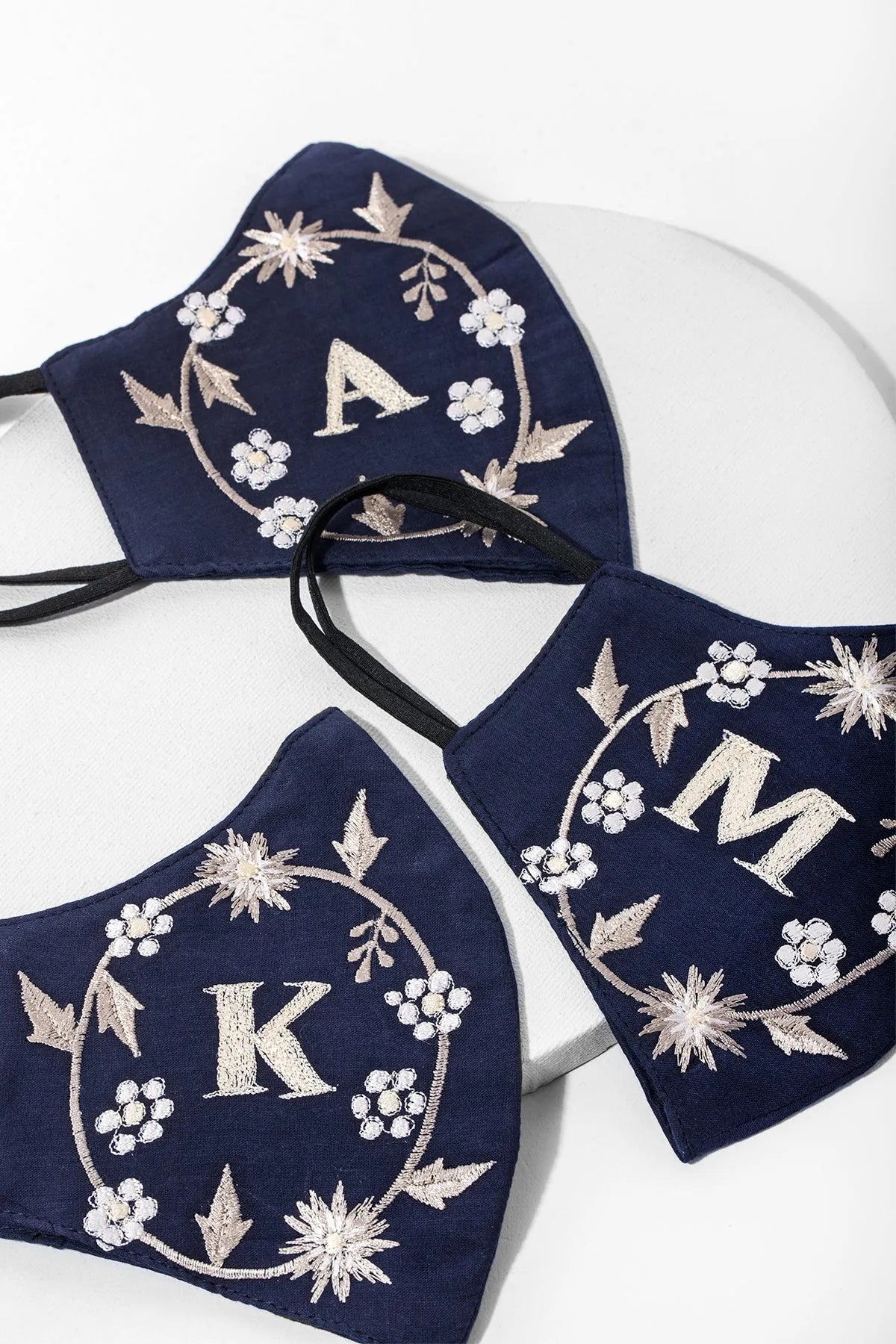 Custom White Embroidered Monogram Face Mask - Personalized Cotton Washable Reusable - Perfect for Travel, Work & Daily Protection