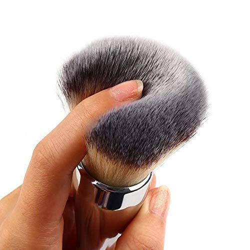 MeeTo 1 Piece Soft Bristle Makeup Brush for Blush & Powder - Silver | Professional Cosmetic Tool for Flawless Face Makeup Application | Perfect for Daily Use, Travel & Professional Makeup Kits