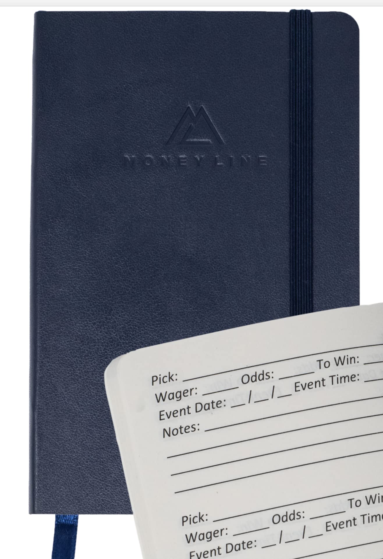 MoneyLine Sports Betting Notebook - 3.5 x 5.5 Inch Betting Tracker Journal with 100 Pages - Navy Blue Football Basketball Baseball Sports Gambling Log Book - Perfect for Tracking Wagers, Odds & Results On-The-Go