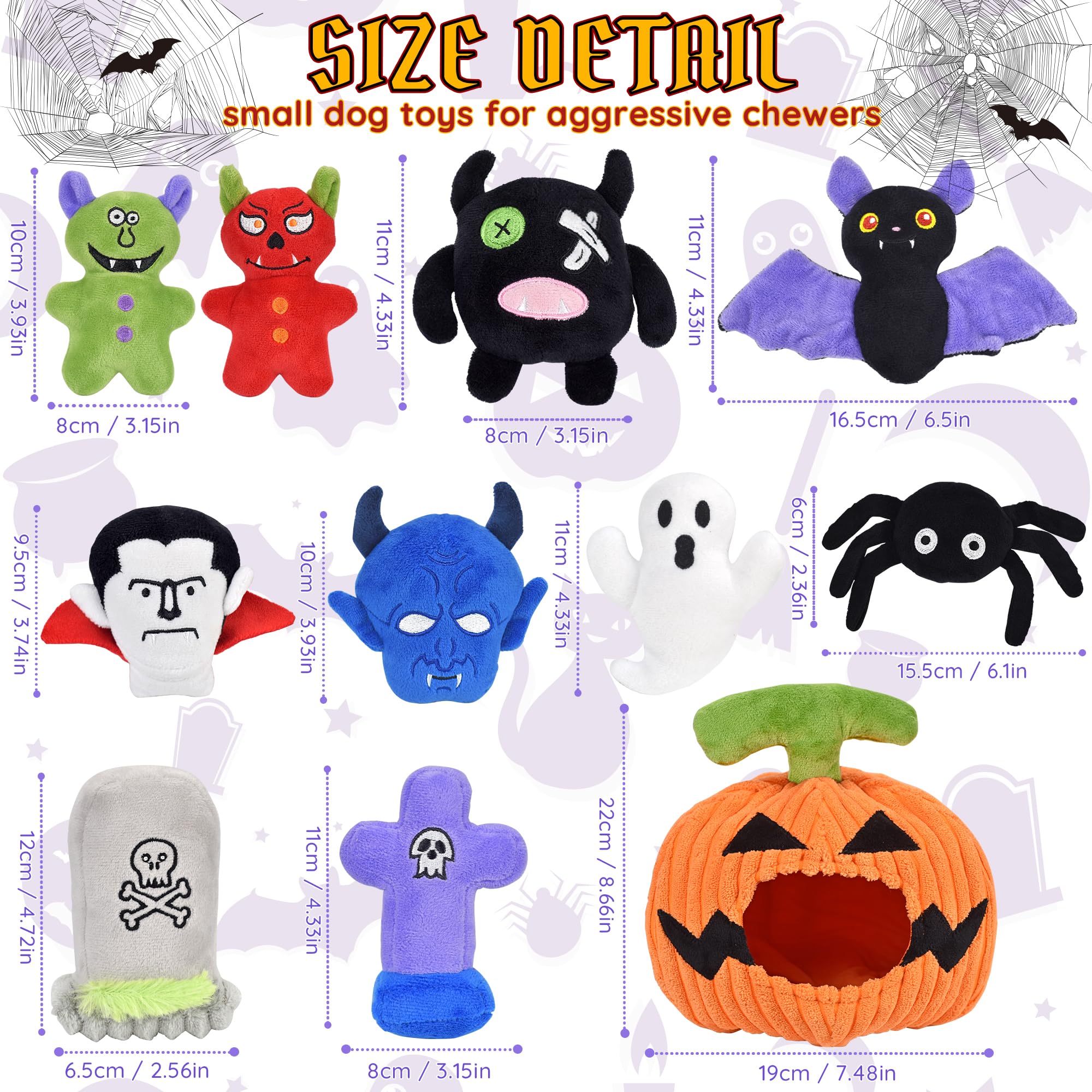**Halloween Dog Toys Set - 11 Pack Durable Squeaky Dog Toys for Aggressive Chewers, Pumpkin & Assorted Chew Toys for Large, Medium & Small Dogs - Perfect for Playtime, Training & Holiday Gifts**