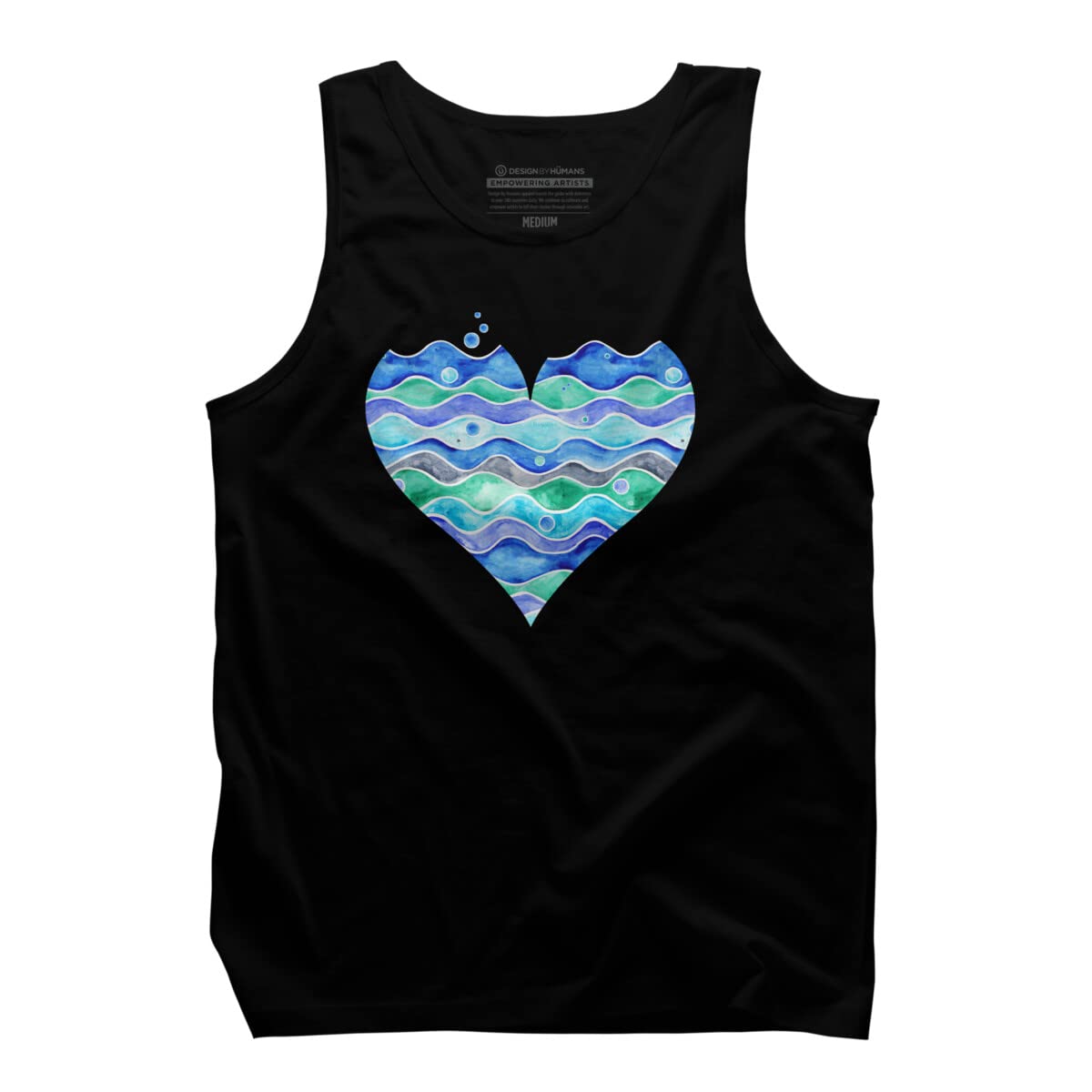 Design By Humans Men's A Sea of Love White Graphic Tank Top - Timone Art Print Cotton Shirt for Summer Beach, Casual Wear & Gifts