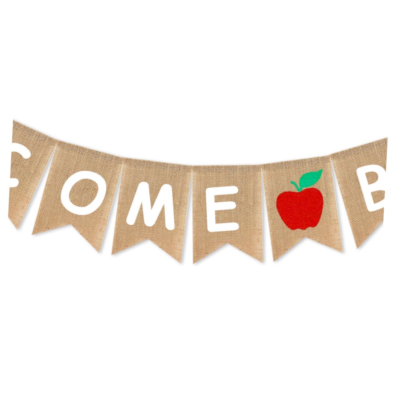 CAXUSD First Day of School Party Decorations - Welcome Back Bunting Banner & Burlap Pull Flag for Classroom, Bulletin Board, and Back to School Celebrations