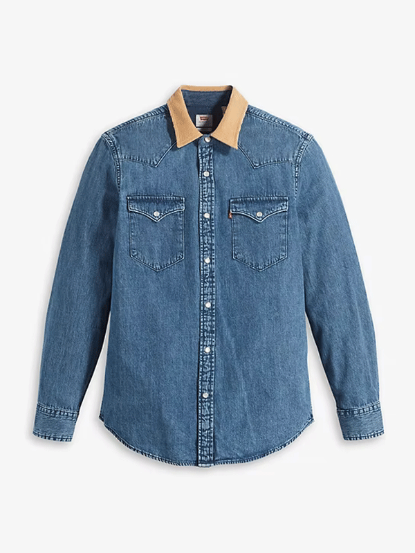 Levi's Men's Classic Western Standard Fit Shirt - Medium Wash Denim Shirt for Casual Wear & Outdoor Activities (Size Medium)