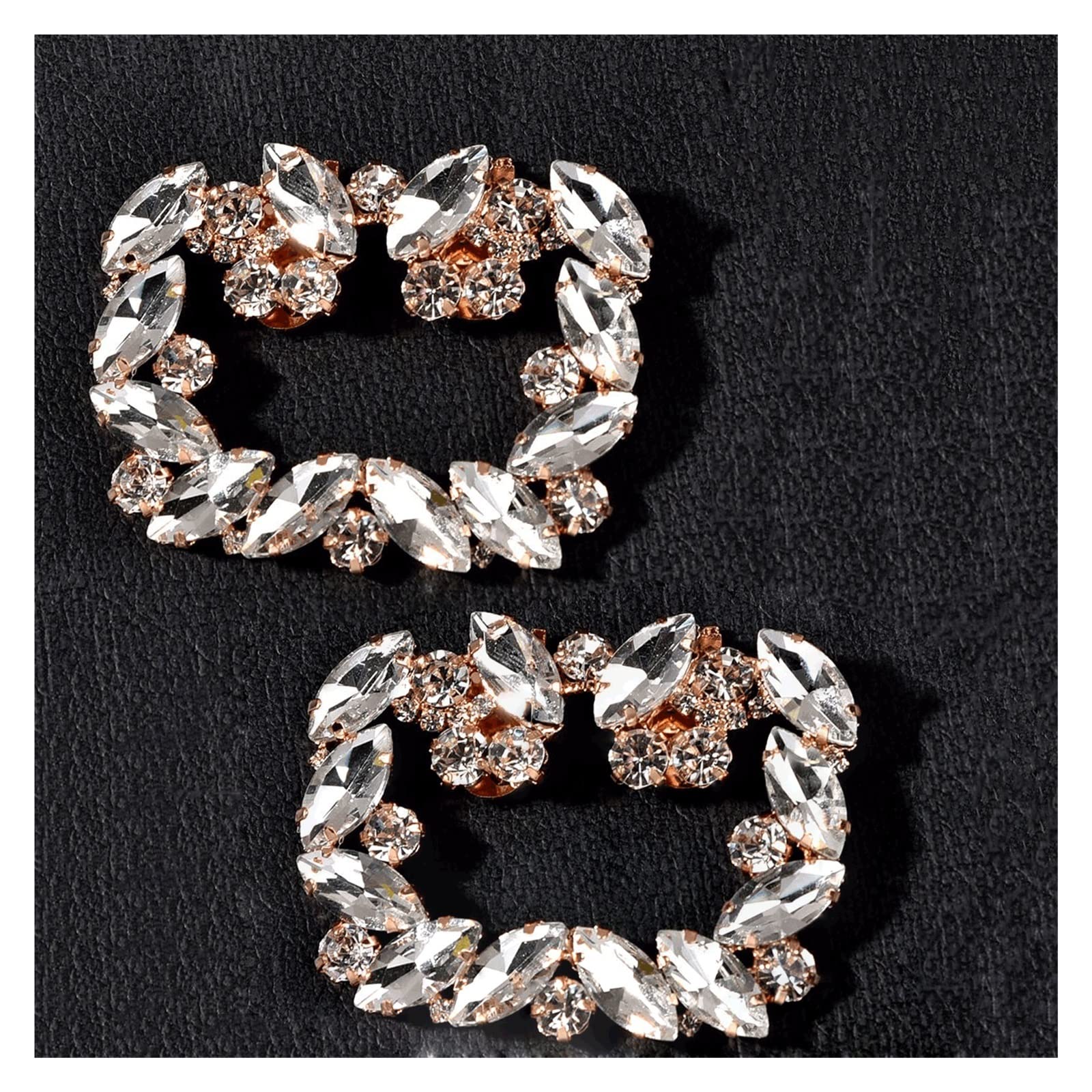 2-Piece Shoe Clips for Bridal High Heels - Shiny Rhinestone Wedding Shoe Decorations, Decorative Buckle Clamps (6 x 4.5cm) - Perfect for Bridal Shoes, Prom, Evening Gowns & Special Occasions