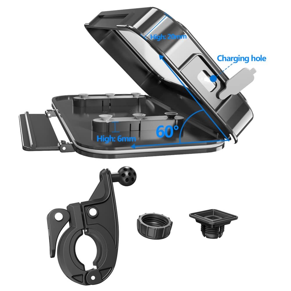 Waterproof Motorcycle Phone Mount - 360° Rotatable Smartphone Holder with Touch Screen for iPhone & Android - Perfect for Riding, Commuting & Outdoor Adventures (Black)
