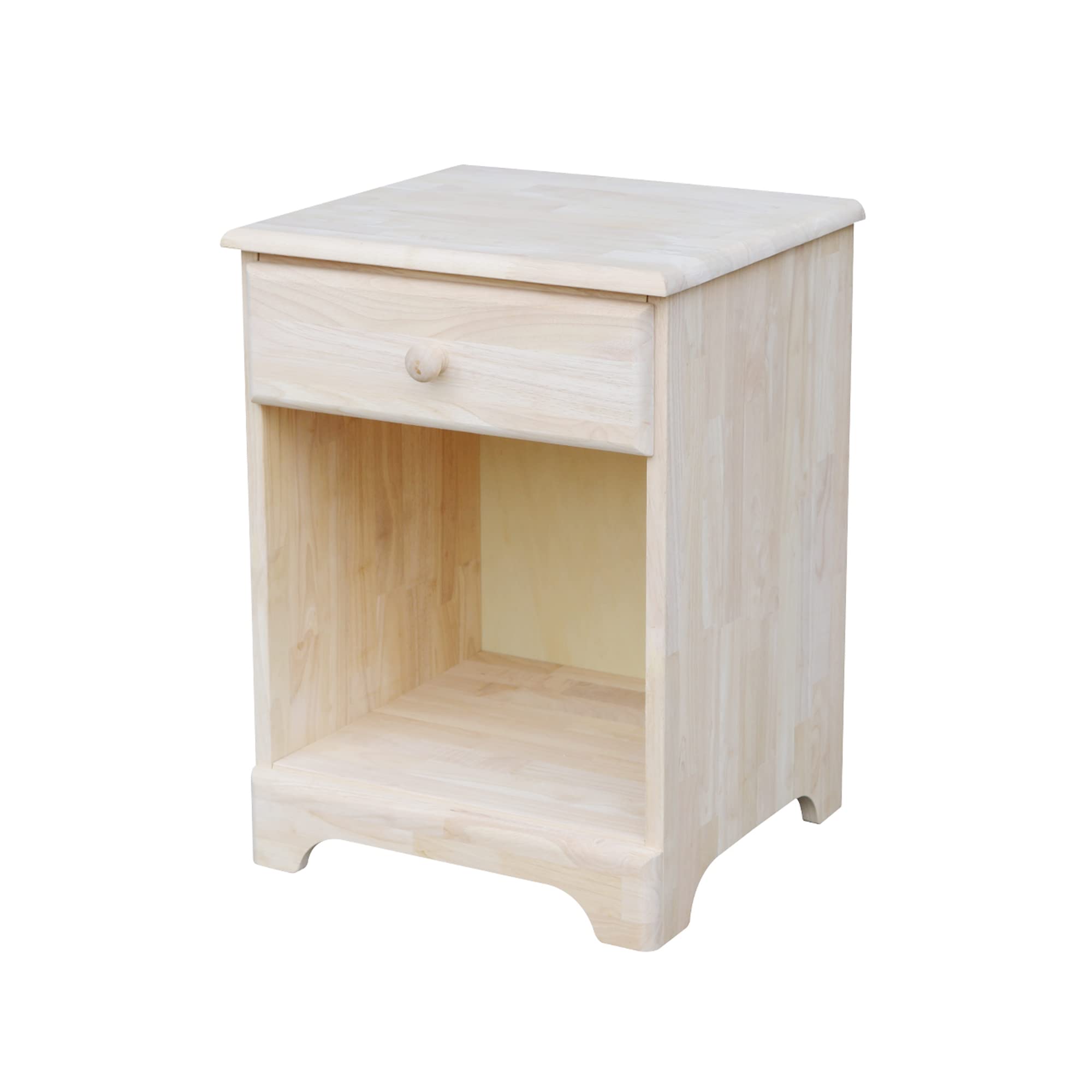 Unfinished Night Stand with One Drawer - International Concepts Bedside Table for Bedroom, Living Room & Guest Room