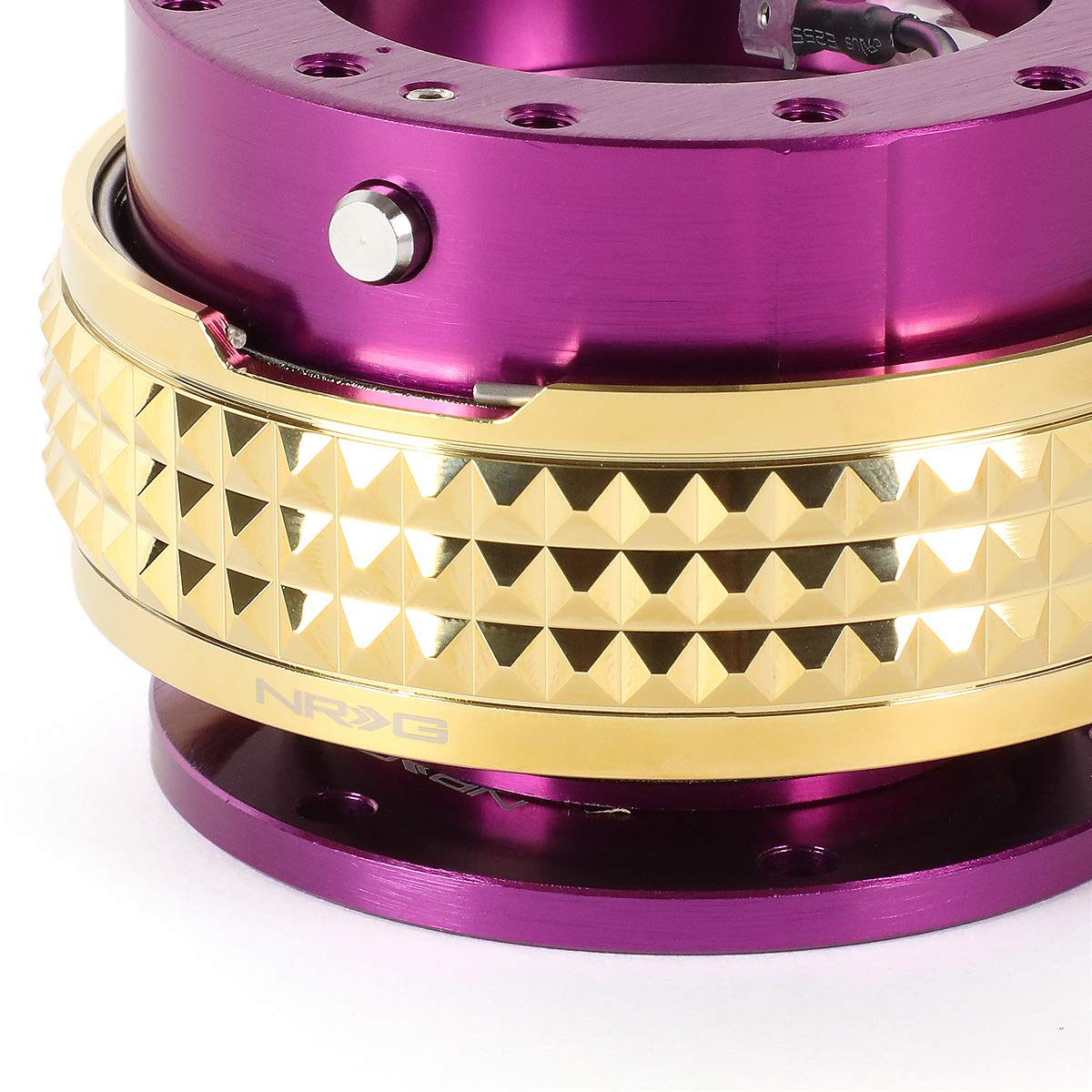 NRG Innovations SRK-210PP/CG Quick Release Steering Wheel Hub Adapter Kit - Purple Body with Chrome Gold Pyramid Ring - Perfect for Drifting, Racing & Car Modifications