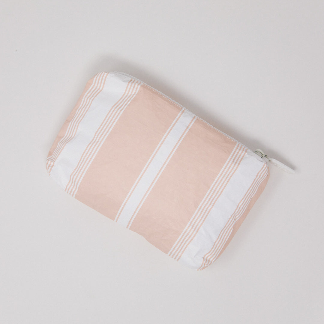 Aloha Mini Linen Stripe Pouch - Small Travel Cosmetic Bag for Women, Cute Striped Makeup Organizer - Perfect for Beach Vacation, Gym Essentials & Daily Use