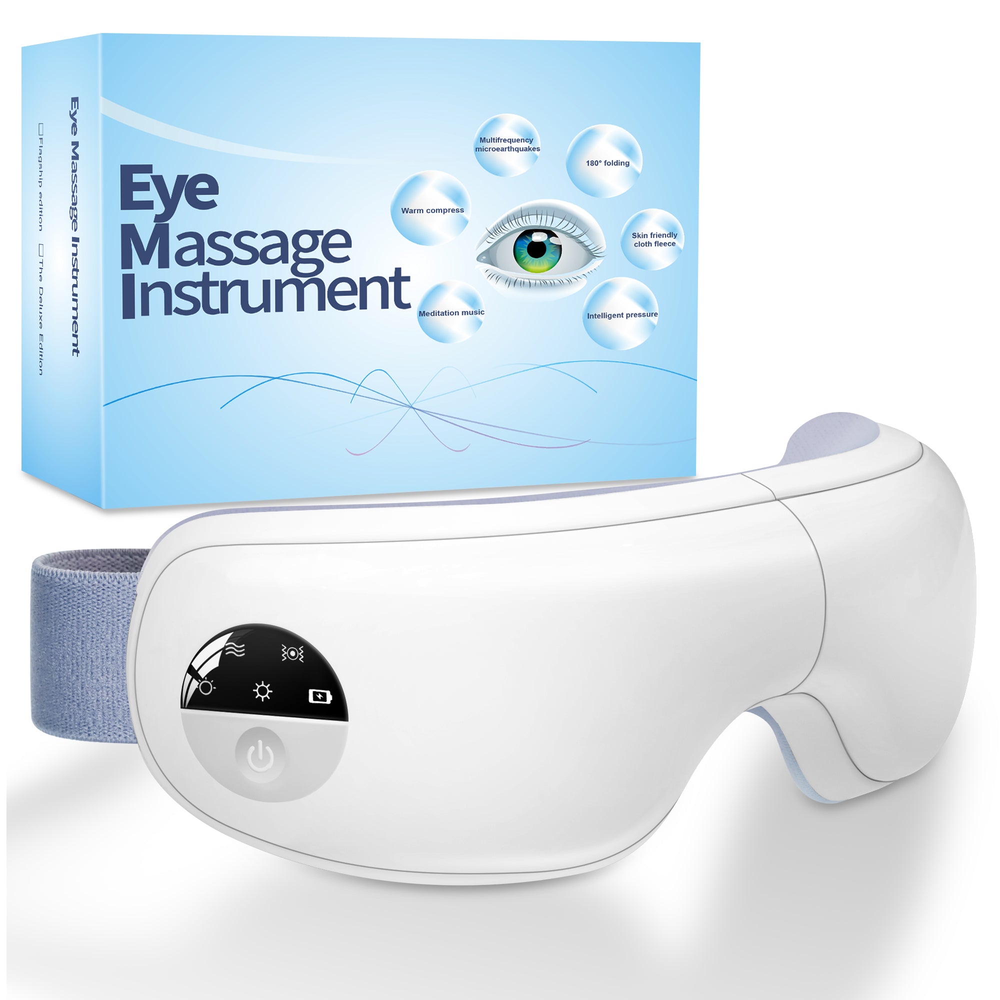 Eye Massager with Heat & Vibration - 5 Massage Modes, Bluetooth Music, Adjustable Headband, USB Rechargeable for Stress Relief & Migraine Relief - Perfect for Home, Office & Travel Use (Green)