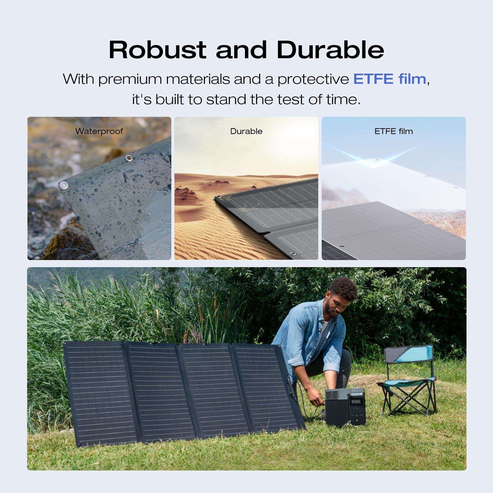 EF ECOFLOW 160W Portable Solar Panel for Power Station | Foldable Solar Charger with Adjustable Kickstand | IP68 Waterproof | Ideal for Outdoor Camping, RV Trips & Off-Grid Power Systems | Solar Generator Charging for Emergencies & Adventures