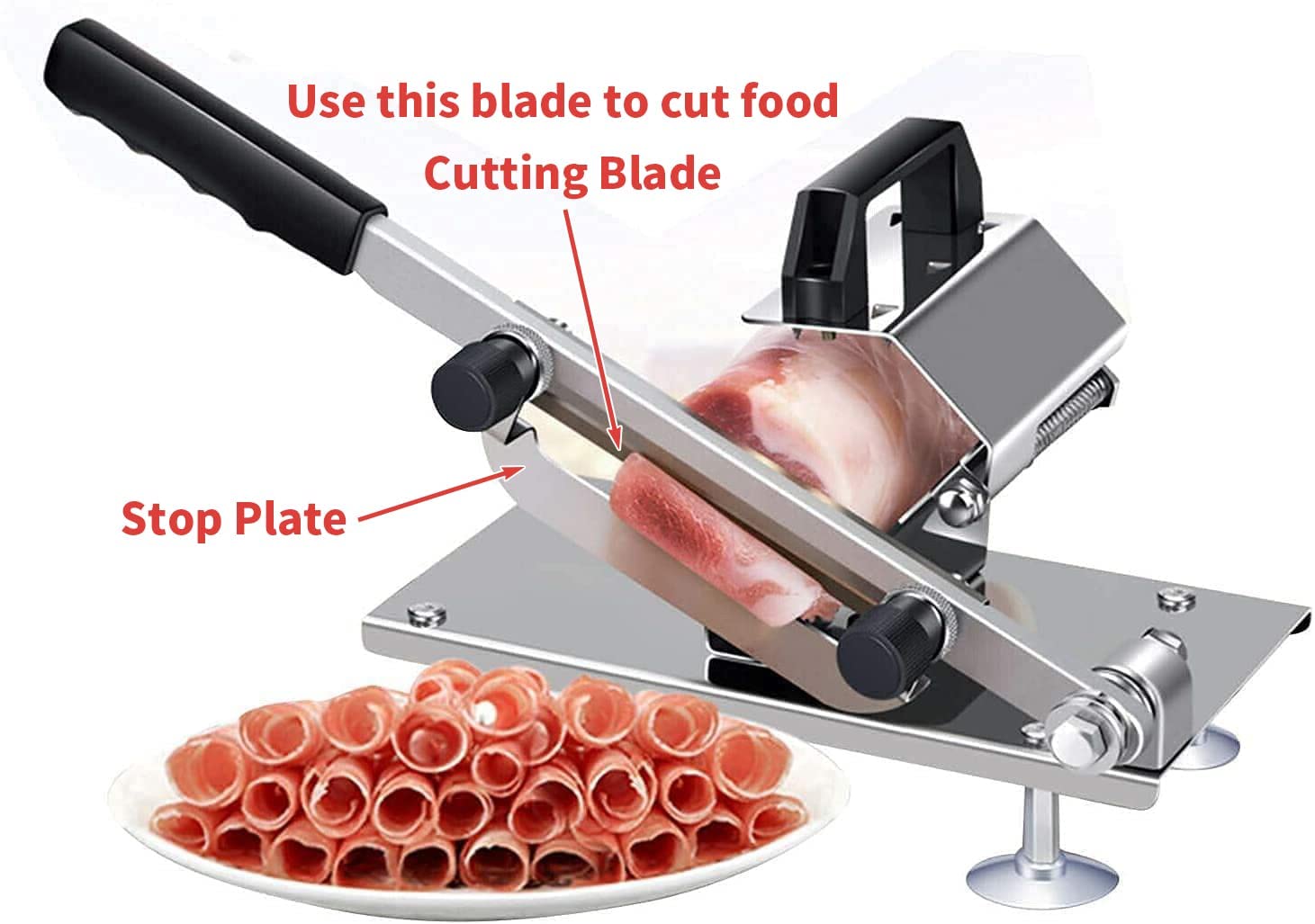 Stainless Steel Manual Frozen Meat Slicer - Kitchen Food Slicer for Beef, Bread, Cheese, Fruits & Vegetables - Perfect for Home Cooking, Hot Pot, Shabu Shabu & Korean BBQ
