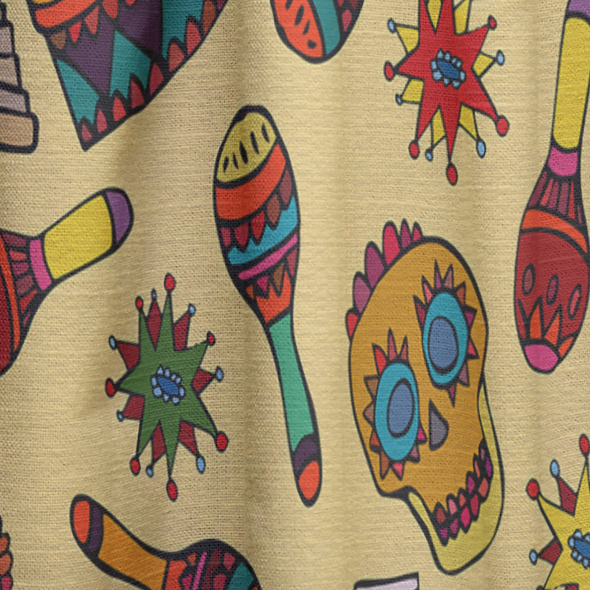 DesignQ Mexican Symbol Pattern Thermal Insulated Curtains - Single Panel 52x95 Inches - Blackout Drapes for Bedroom & Living Room - Perfect for Home Decor & Sun Protection