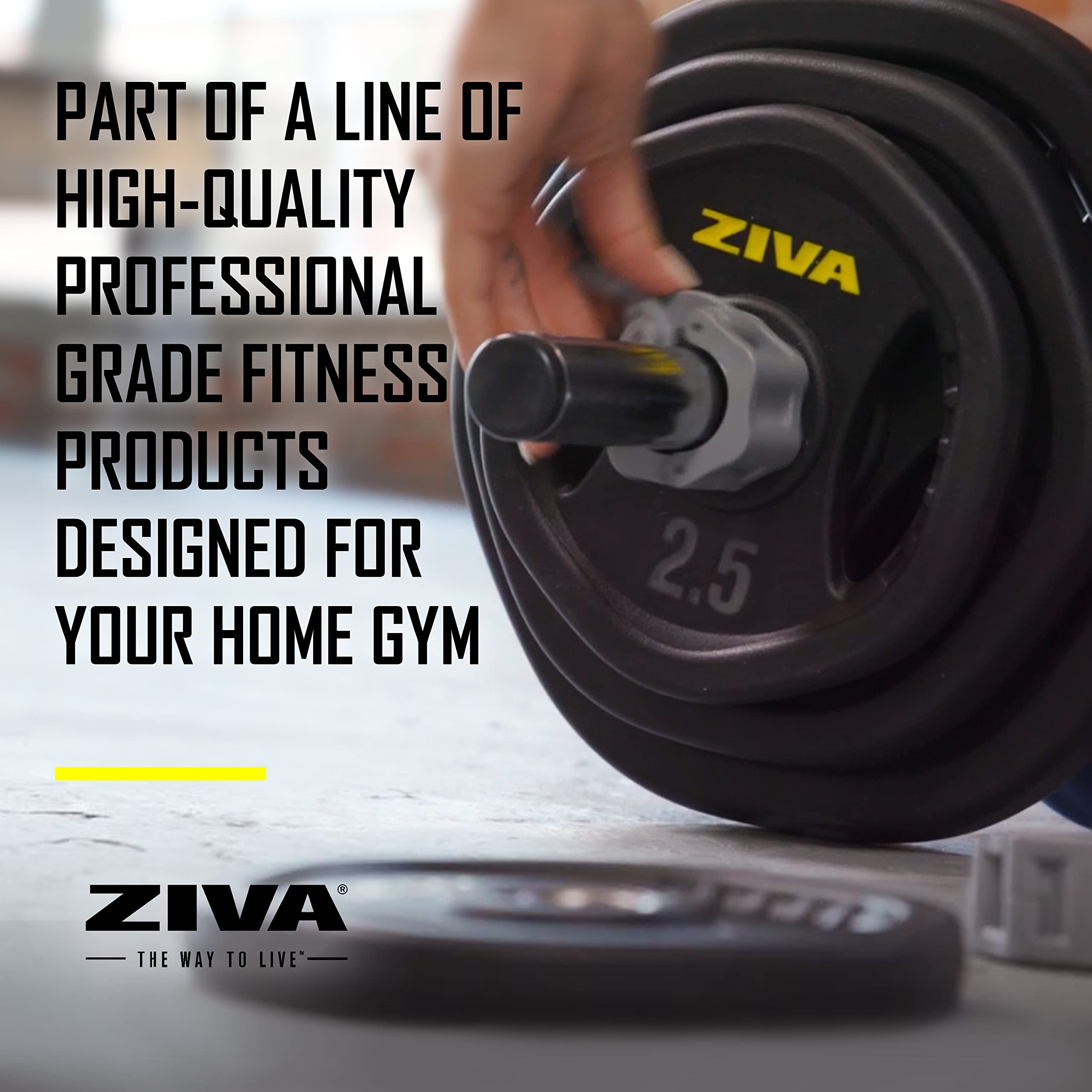 ZIVA RPU 35 lb. Adjustable Studio Barbell Weight Set - 6 RPU Weight Plates, Knurled Chrome Bar (1.18