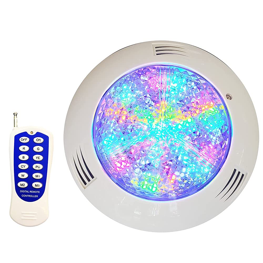 12W RGB LED Swimming Pool Underwater Light with Remote Control - IP68 Waterproof, Wall Mount, 12V - Perfect for Backyard Pools, Spas, and Landscape Lighting