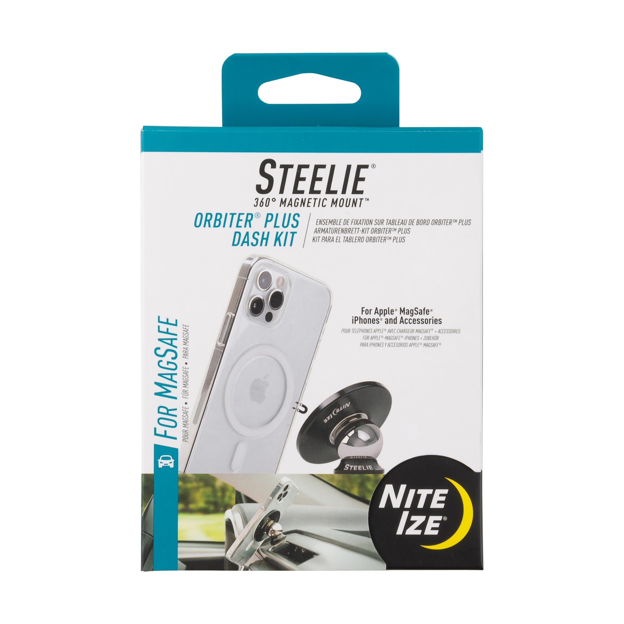 Nite Ize Steelie Orbiter Plus Magnetic Car Phone Mount - Strong Neodymium Magnets for Dashboard & Windshield - Universal Smartphone Holder for iPhone, Samsung - Perfect for GPS Navigation & Hands-Free Driving