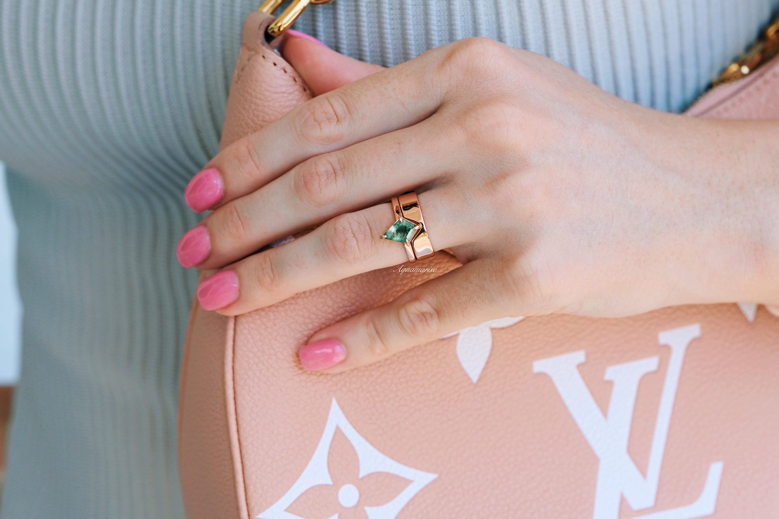 Kite Green Moss Agate Couples Ring - Matching Wedding Bands for Him & Her - Perfect for Anniversaries, Engagements, and Romantic Gifts