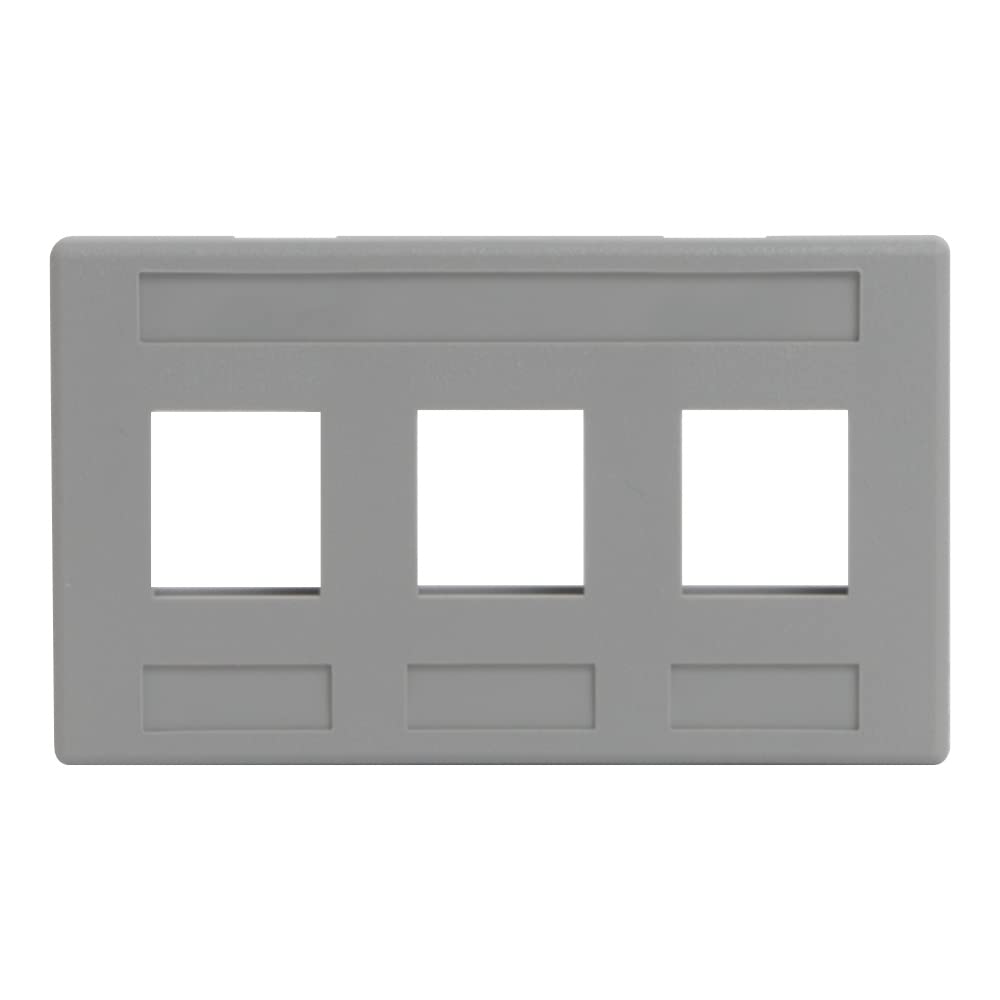 ICC 3-Port Modular Furniture Faceplate for EZ/HD Style - Gray | Cable Management Solution for Office & Home Workstations