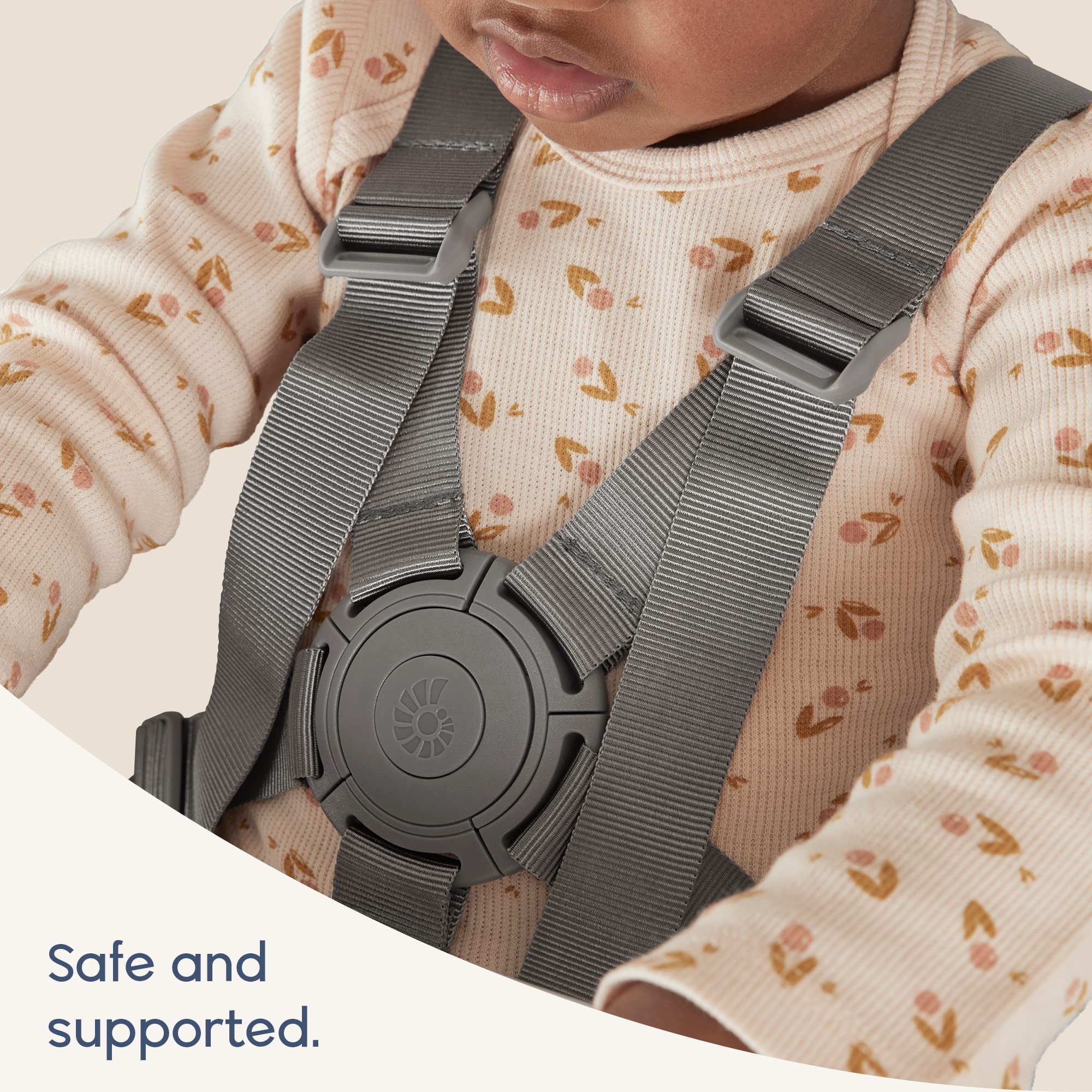Ergobaby Evolve Portable High Chair for Babies - Adjustable, Lightweight & Travel-Friendly - Perfect for Dining, Travel & Outdoor Use - Dark Wood Finish
