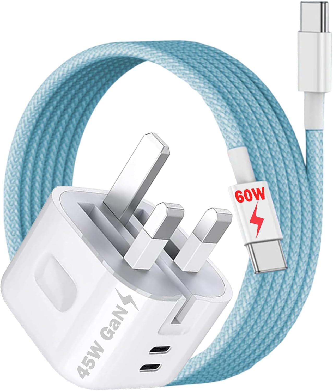 45W USB C Fast Charger for Samsung Galaxy S25/S24/S23/S22 Series, Z Flip 6/5/4, Z Fold 6/5/4 - GaN Folding Wall Charger with Cable (Blue) | Portable Travel Charger for Home, Office & Car