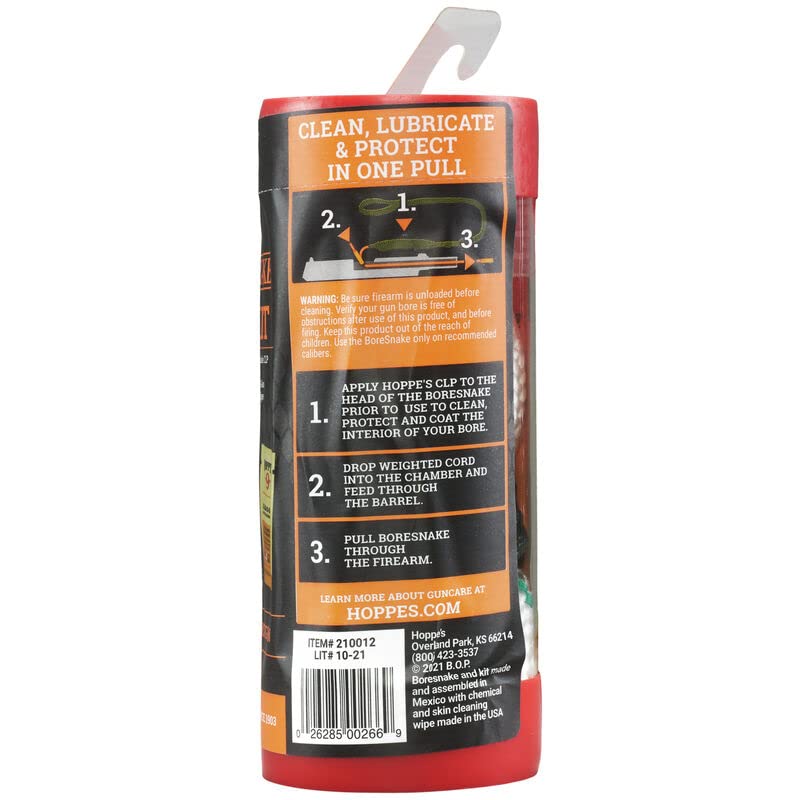Hoppes 12 Gauge Shotgun Cleaning Kit with Gun Snake - for Home & Range Maintenance