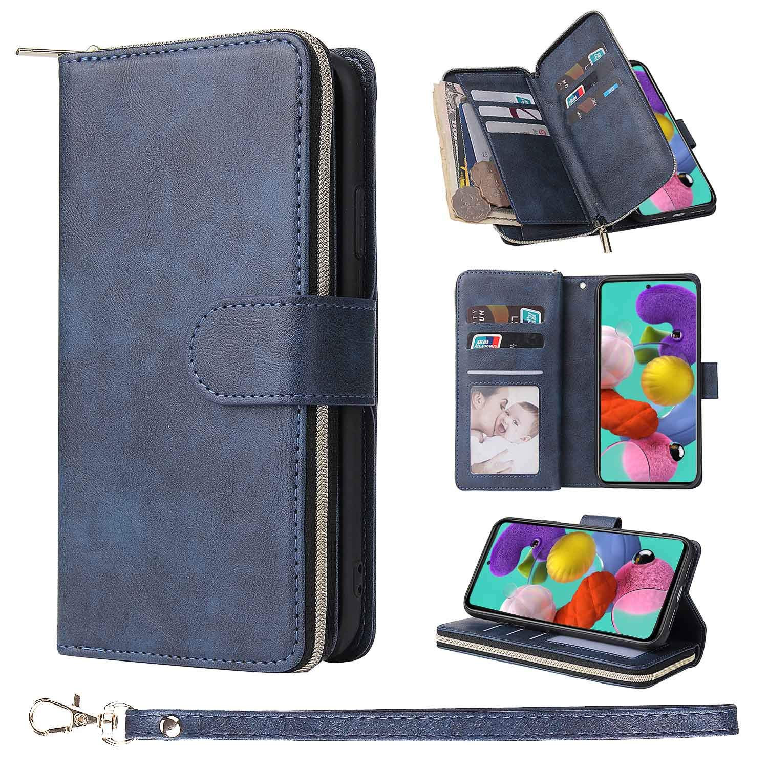 Premium 9-Card Leather Wallet Case for Samsung Galaxy A51 Series – Slim RFID Blocking Phone Cover with Kickstand (Perfect for Travel, Work & Everyday Use)
