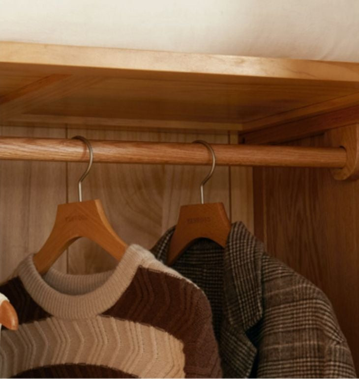 Solid Oak Wood Wardrobe - Modern High Closet for Bedroom & Living Room Storage | Durable & Stylish Furniture for Home Organization