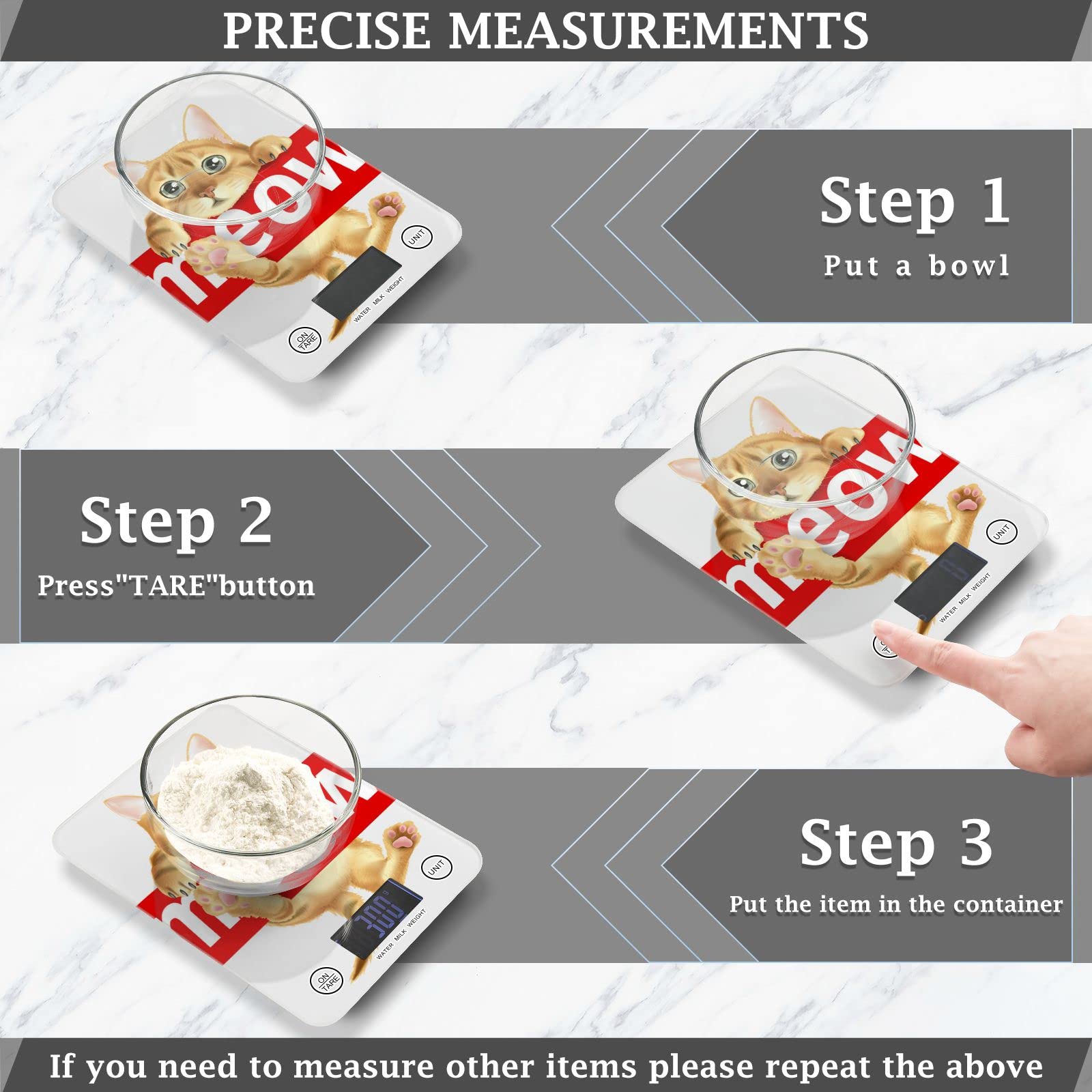 **Waterproof Digital Kitchen Scale for Cat Food - Precise Ounces & Grams Measurement, Ideal for Cooking, Baking & Weight Loss - Perfect for Pet Owners & Home Chefs**
