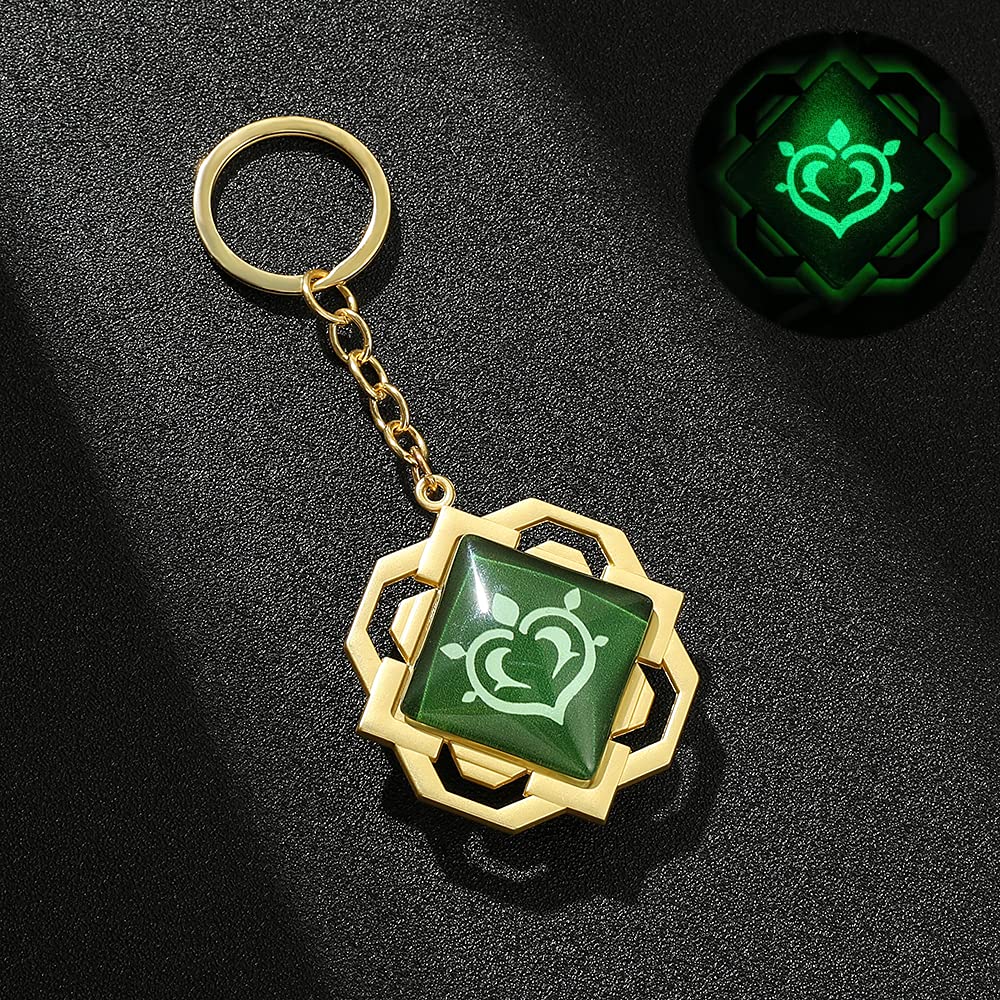 Luminous Liyue Vision Keychain - 2 Sides 3D Dendro Element Charm Keyring for Car Keys, Cosplay & Gifts | Anime Game Accessories for Genshin Impact Fans | Perfect for Keychains, Bag Charms & Collectibles