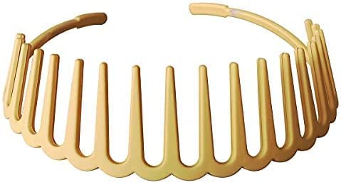 Matte Finish Elastic Wavy Tooth Hairband & Plastic Shark Tooth Hair Comb Set - 2 Pack Multicolor Headbands for Women & Girls | Perfect for School, Parties & Everyday Styling