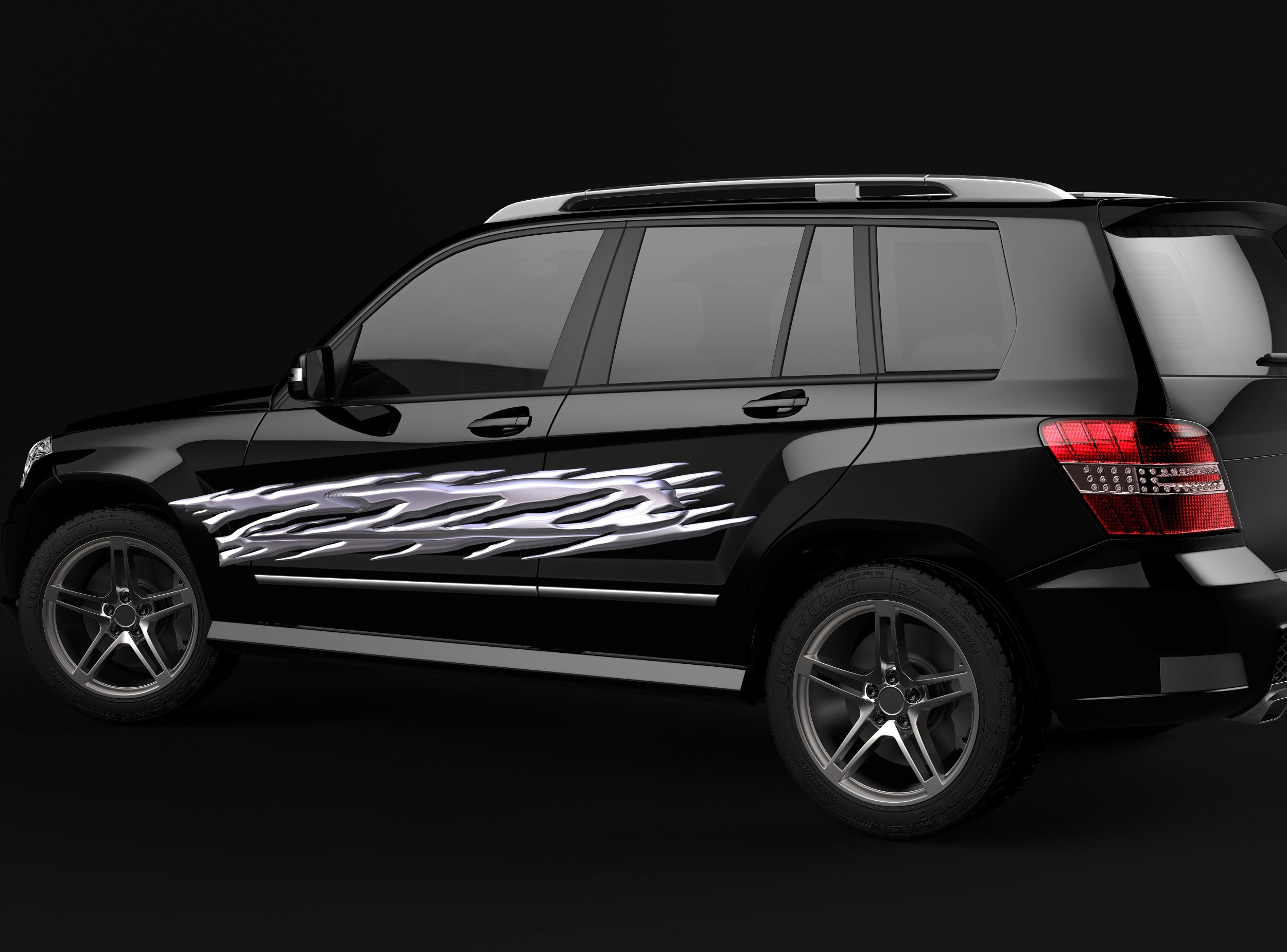 Chrome Flames Vinyl Graphic Decals for Cars, Trucks & SUVs - B910 - High-Quality Vehicle Stickers for Custom Auto Decoration & Personalization