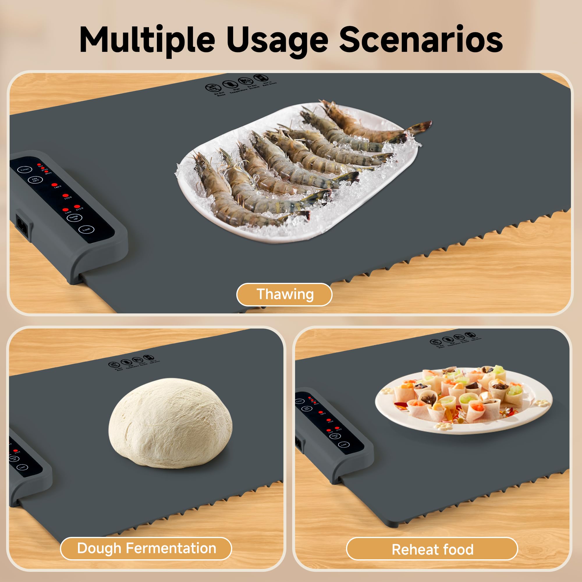 Foldable Electric Food Warming Mat with Adjustable Temperature Control & Timer - Portable Heating Tray for Buffets, Parties, Home Dining & Travel (Dark Grey) | Keep Meals Warm at Gatherings, Restaurants & Outdoor Events